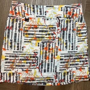 Lisette Montreal Skort Womens‎ Large White Multicolor Floral Stripe Golf Tennis